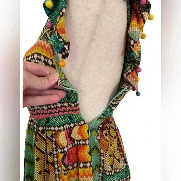 Farm Rio Banana Scarves Multicolor Midi Dress Size XS - Picture 16 of 16